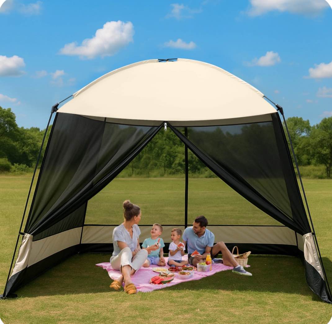 Screen House Room, GVDV 11x11 Ft Mesh Net Screen Tent Canopy, Easy Setup & Waterproof & Sunshade, Suitable for Camping Trip, Beach, Picnic