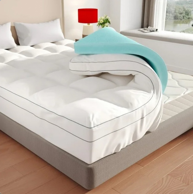 Inch Dual Layer Memory Foam Mattress Topper Queen Size, 2 Inch Gel Memory Foam & 2 Inch Pillow Top Matrress Pad with 8-21 Inch Deep Pocket