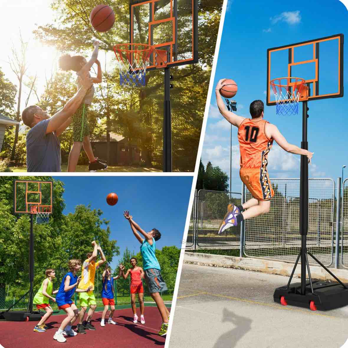 Skyhot Adjustable 4.92-8.53ft Portable Basketball Hoop and Goal for Kids, Teenagers, Youth, and Adults - Backyard, Driveway, Indoor, Outdoor
