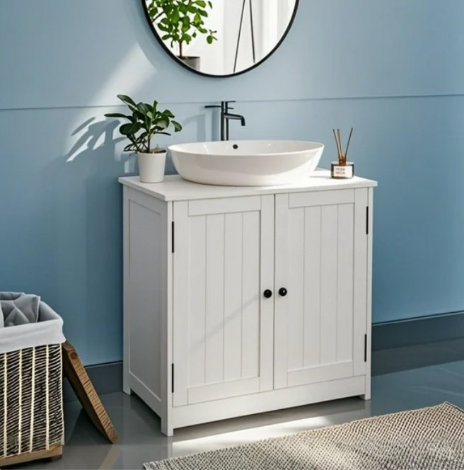 ubesgoo pedestal under sink storage, top-mount bathroom vanity cabinet, 23.6"lx11.4"wx23.6"h, white
