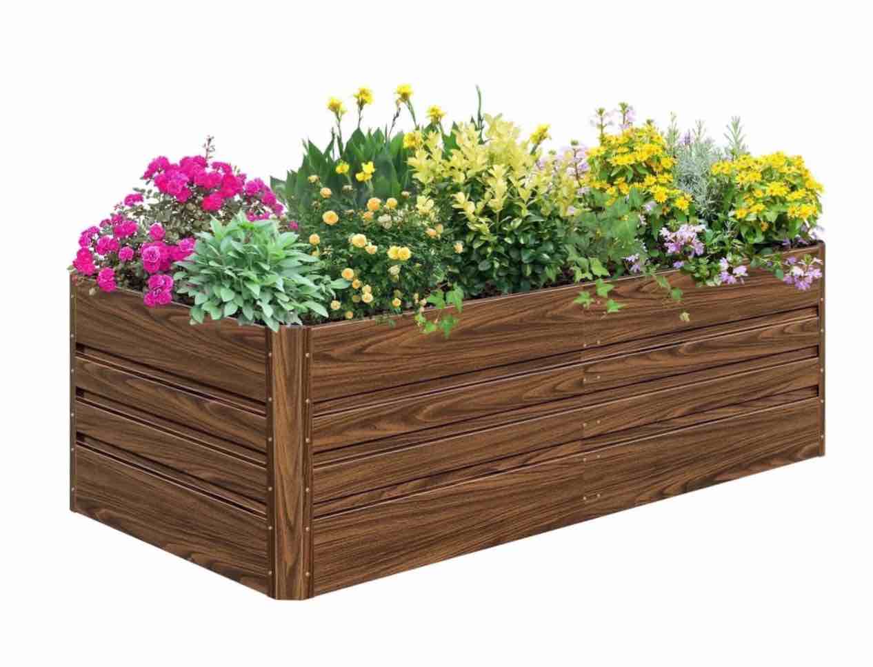 snugniture 8x4x2 galvanized steel raised garden bed, deep root metal planter box for vegetables and flowers