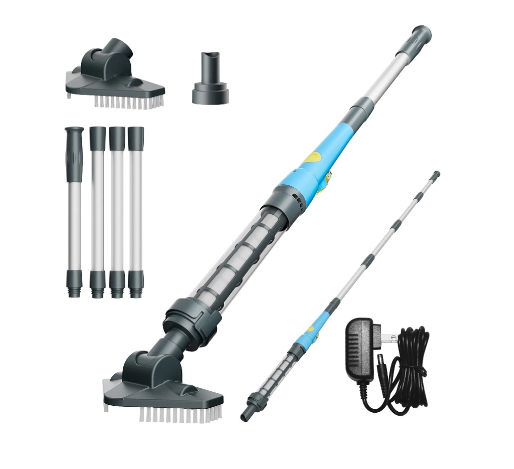 efurden cordless pool vacuum, handheld pool vacuum with running time up to 60-minutes for small above ground pools, hot tubs and spas (blue)