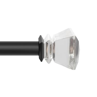 allen + roth bexley 72-in to 144-in matte black steel single curtain rod with finials