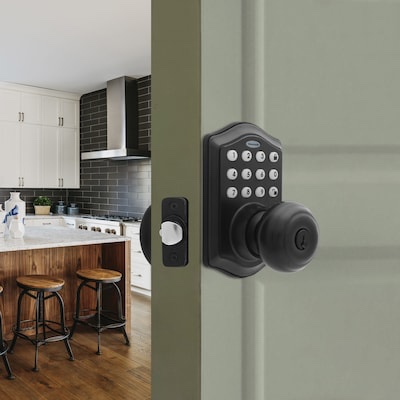 honeywell electronic entry knob door lock, matte black, 8732501 (b07vh1y6f9)
