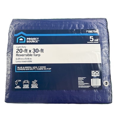 project source 20-ft x 30-ft blue waterproof standard polyethylene 5-mil tarp