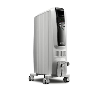 delonghi 1500 -watt radiant tower indoor electric space heater with thermostat