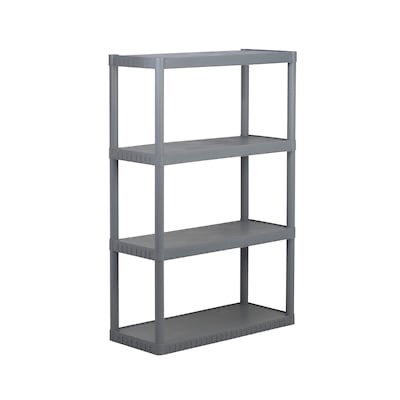 Project Source 4 -Tier Gray Plastic Utility shelving unit ( 34.75-in W x 15.06-in D x 52.625-in H )