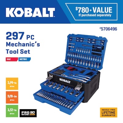 Kobalt 297 -Piece Standard (SAE) and Metric Mechanics Tool Set with Hard Case