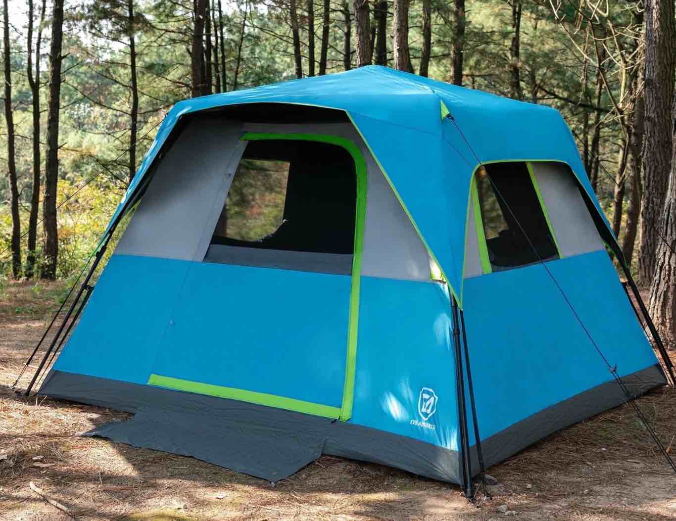 EVER ADVANCED 6 Person Blackout Camping Tent, Instant Family Tents, 60 s Quick Setup, Water-Resistant, Blue