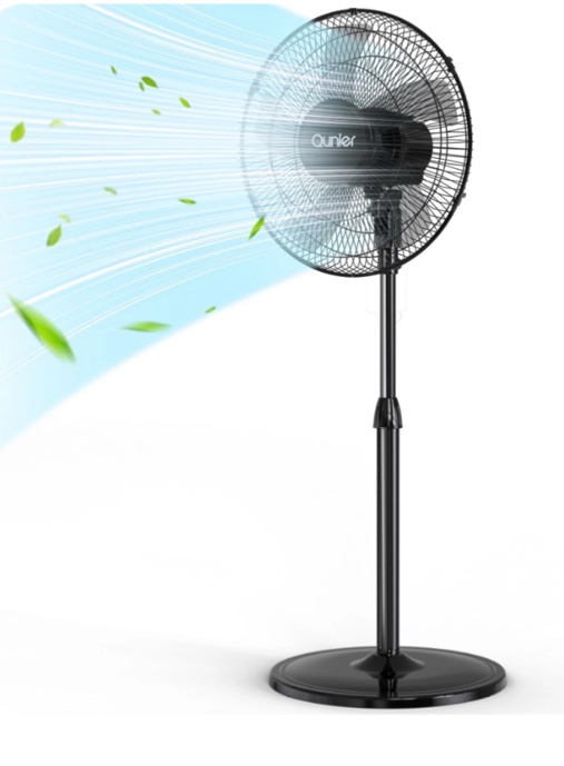 16" Oscillating Pedestal Fan, 3-Speeds Stand up Fan with Adjustable Height and Tilt, Less Noise, for Home Office Room Bedroom, Black