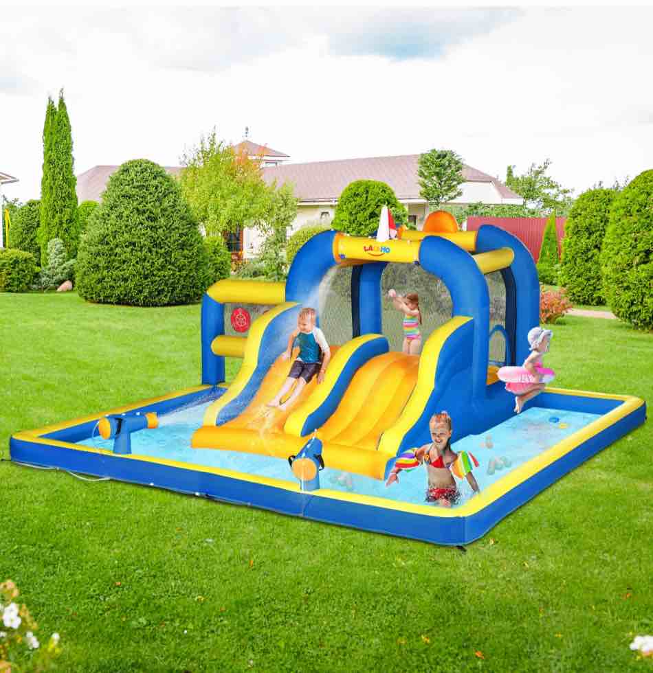 Ktaxon Inflatable Bounce House, Water Slide Bouncer Castle with Air Blower for 3 to 8 Years Old Kids