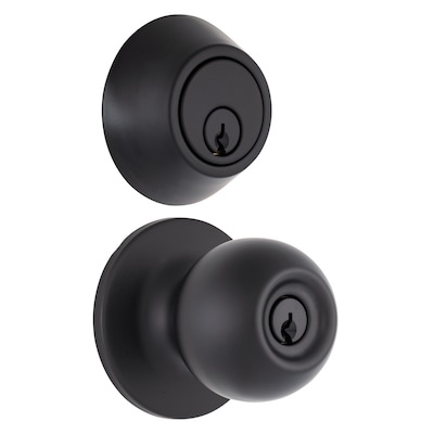 Brinks Commercial Matte Black Knob and Deadbolt Set 2 in.