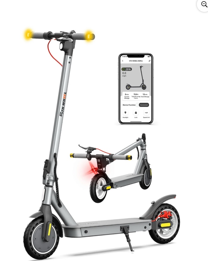 5TH WHEEL W09S 350W Electric Scooter with Turn Signal, 8.5” Solid Tires, 18mph & 20Miles Range, Folding Commuting E-Scooter for Adults with APP Control
