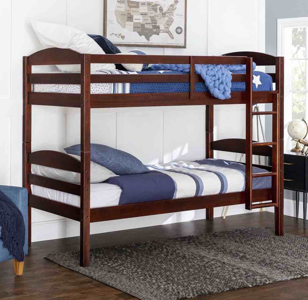 Walker Edison B2STOTES 64.5 x 43.75 x 79.25 in. Twin Size Solid Wood Bunk Bed&#44; Espresso