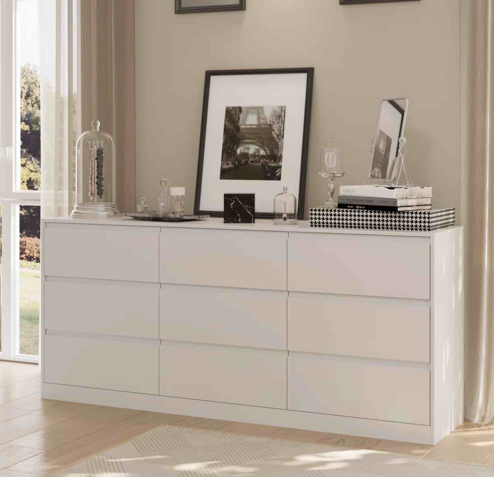 70.87w Dresser With 9 Drawers, Large Modern Chest Of Drawers With Deep Drawers