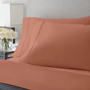 Member’s Mark 700-Thread-Count Hotel Premier Collection Egyptian Cotton Stripe Sheet Set, King, Terracotta Dream