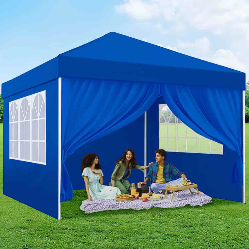 GVDV 10 X10 Pop-up Gazebo Instant Portable Canopy Tent for Patio/Outdoor/Wedding Parties and Events Blue