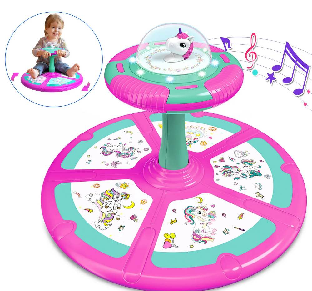 TPUFO Sit and Spin Toy for Toddlers Age 1 2 3 4 with LED & Music, 360° Spin Seat Kids Toy for Boys Girls Christmas Birthday Gift Ages over 18 Months