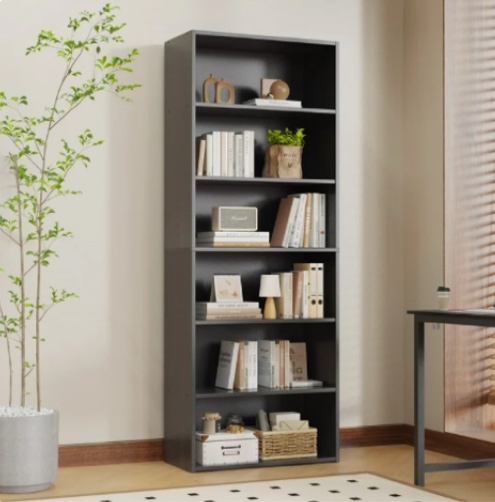 EDX 6 Tier Bookcase Storage, 63 Inch Large Tall Floor Standing Open Bookshelf for Home Office, Living Room, and Bedroom, Black