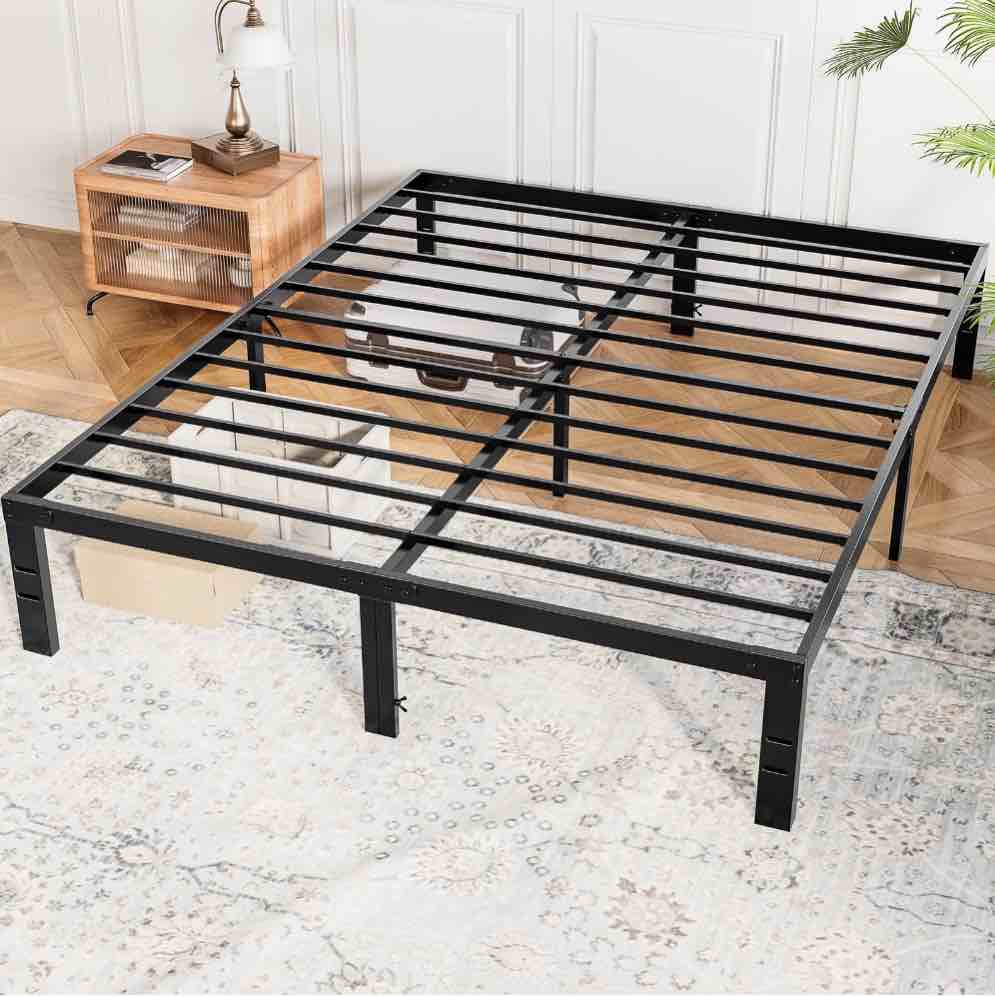 CONCETTA 14" Full Bed Frame, Heavy Duty Metal Platform Bed Frame with Underbed Storage for Bedroom, No Box Spring Required, Black