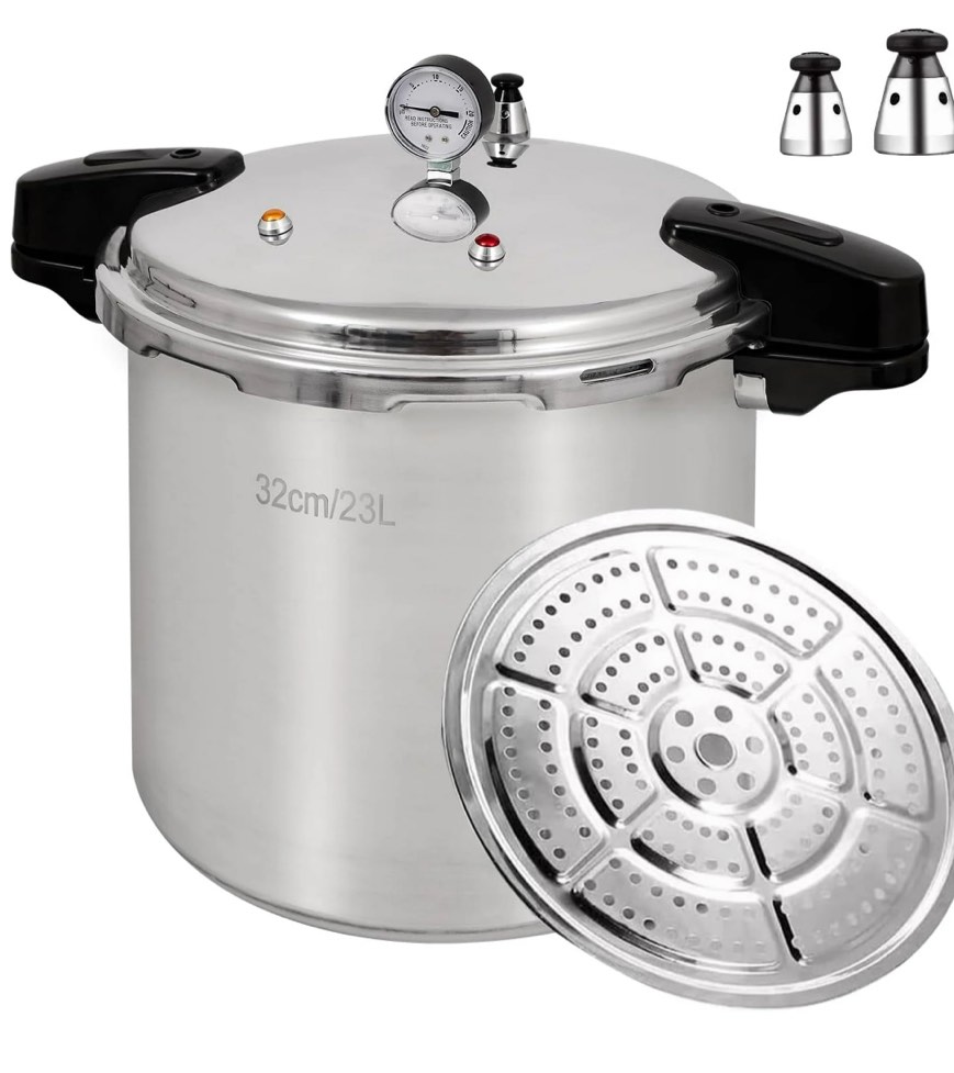 UNIFULL 24 Quart/23 Liter Pressure Cooker,Pressure Canner with Pressure Gauge,Pressure Relief is 10 or 15 PSI(+/- 5%) (with 2 Pressure Relief Valves)