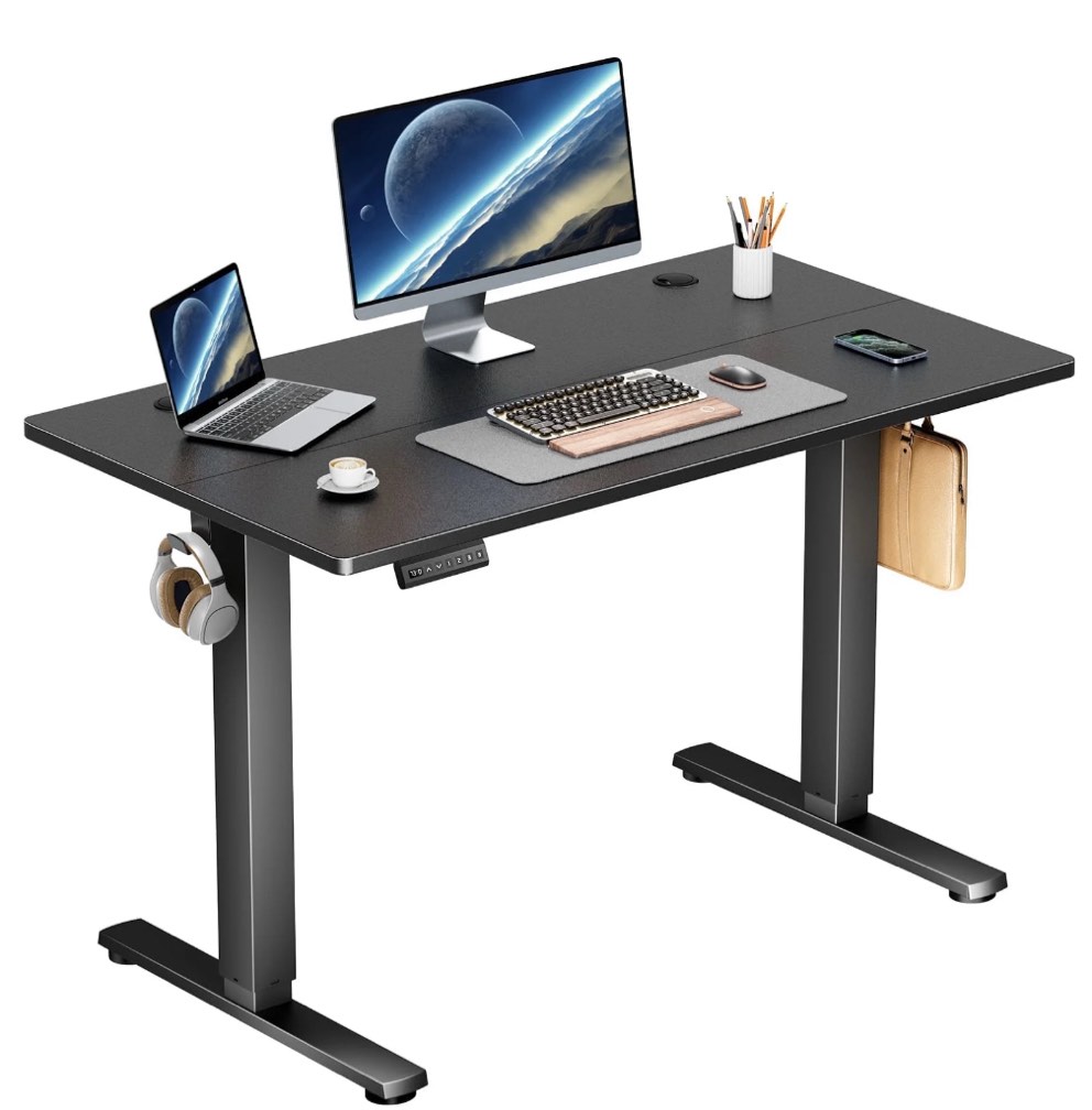 edx Electric Standing Desk, Height Adjustable Desk, 40 x 24 Inches Ergonomic Stand up Desk with Memory Preset and T-Shaped Metal Bracket for Home Office