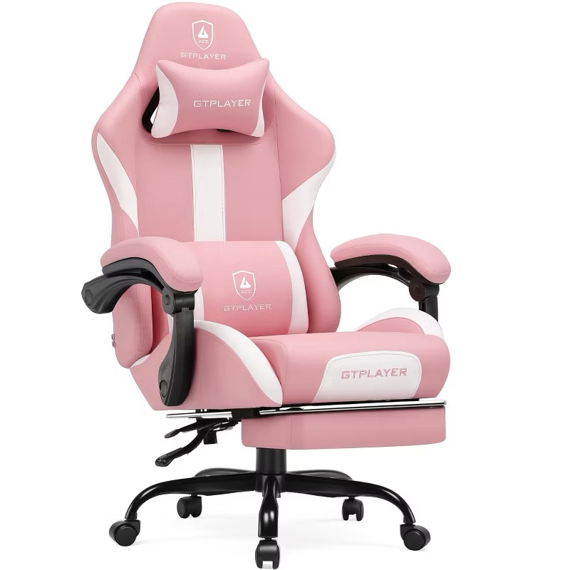 gtplayer ergonomic gaming chair with footrest, lumbar support, breathable computer chair with pocket spring cushion, chairs for adults