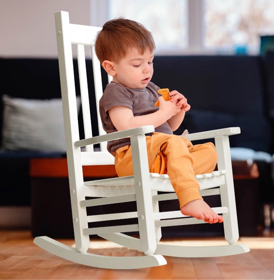 ktaxon wooden child's rocking chair,small wooden rocker with high backrest for kids ages 3-6,for patio porch outdoor & indoor,living room,bedroom,balconies(white)