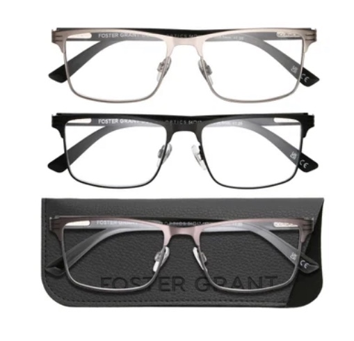 design optics by foster grant #668 metal square reading glasses, 3-pack
