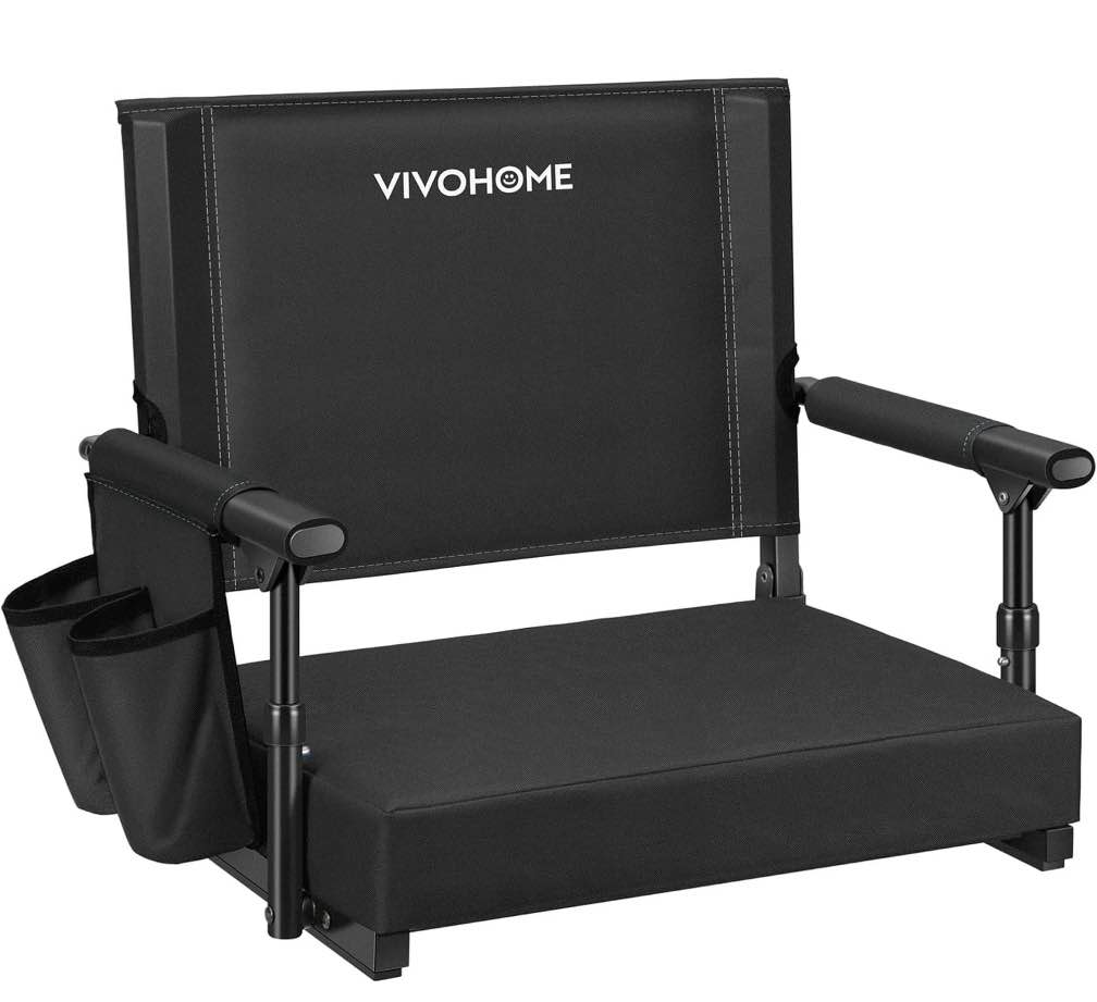 SPECSTAR Stadium Seats with Back Support and Cushion Black 1 Pack