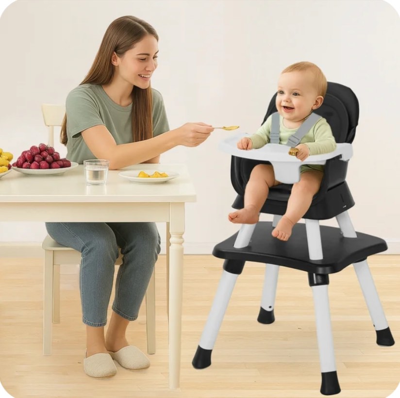 AILEEKISS 8 in 1 Baby High Chair, Toddler Dining Booster Seat for Eating, Black