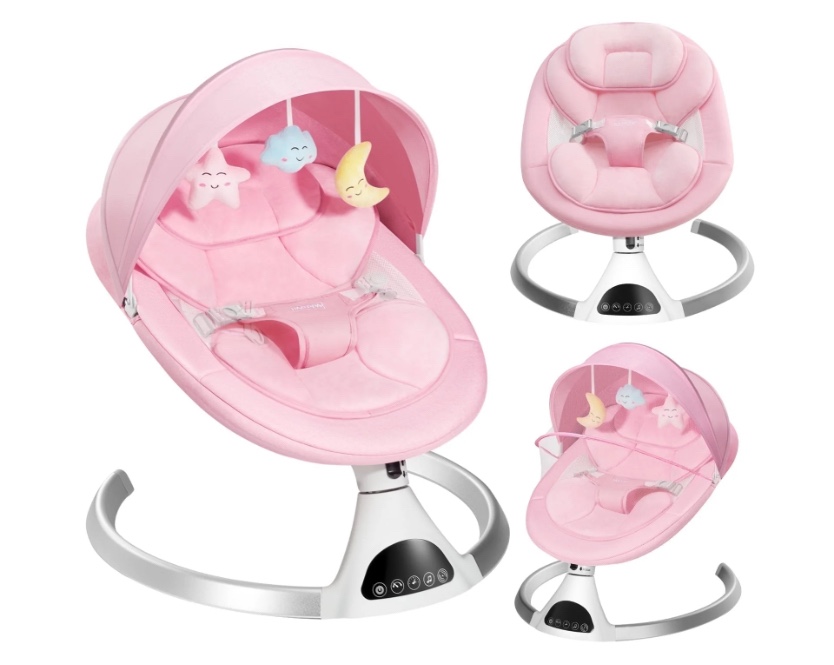 HARPPA Electric Baby Swing for Infants with Remote Control, 5 Sway Speed, Bluetooth Music, Pink