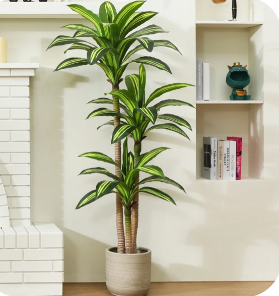 Artificial Plants, 5ft Fake Dracaena Tree in Black Plastic Pot, Faux Plants Indoor Outdoor Decor, Silk Plants for Home Decor Office Porch Patio Perfect Housewarming Gift