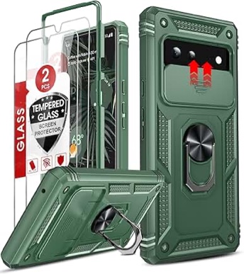 LeYi for Google Pixel 6 Case: Case for Pixel 6 with Slide Camera Cover + [2 Packs] Tempered Glass Sc