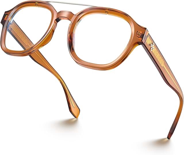 VISOONE Retro Round Anti Eyestrain Metal Medium Eyewear Blue Light Blocking Glasses for Computer Gam