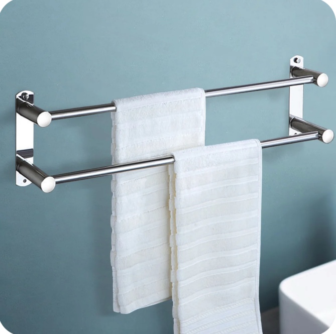 HONEIER Bathroom Towel Bar, 20 Inch Towel Racks for Bathroom Wall Mounted, Modern Heavy Duty Stainless Steel Bath Towel Holder, 2/3 Layer