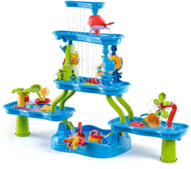 water table Rain Showers Splash Pond Toddler Water Table, Child Multicolor Sensory Playset,for Toddles 18m +
