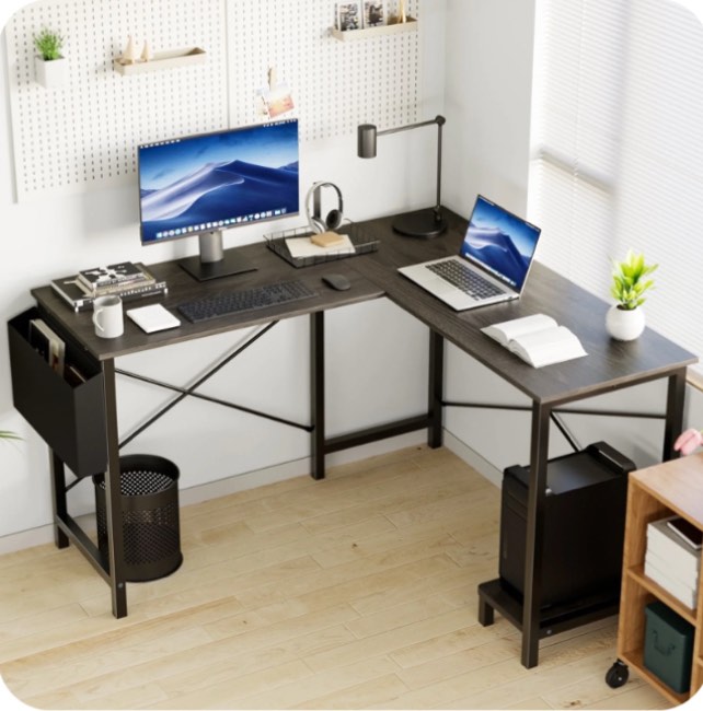 EDX L Shaped Computer Corner Desk, Gaming Table 50 inch PC Writing Study Desk for Home Office Dorm Small Space, Gray