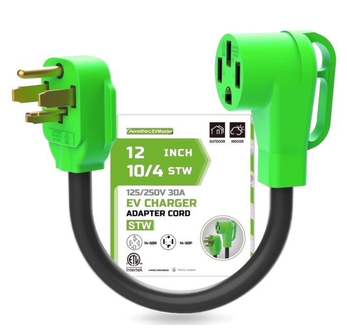 EVMASTER 30Amp to 50Amp 4 Prong 10AWG EV Adapter, Compatible with EV and Dryer Use,1 Pack