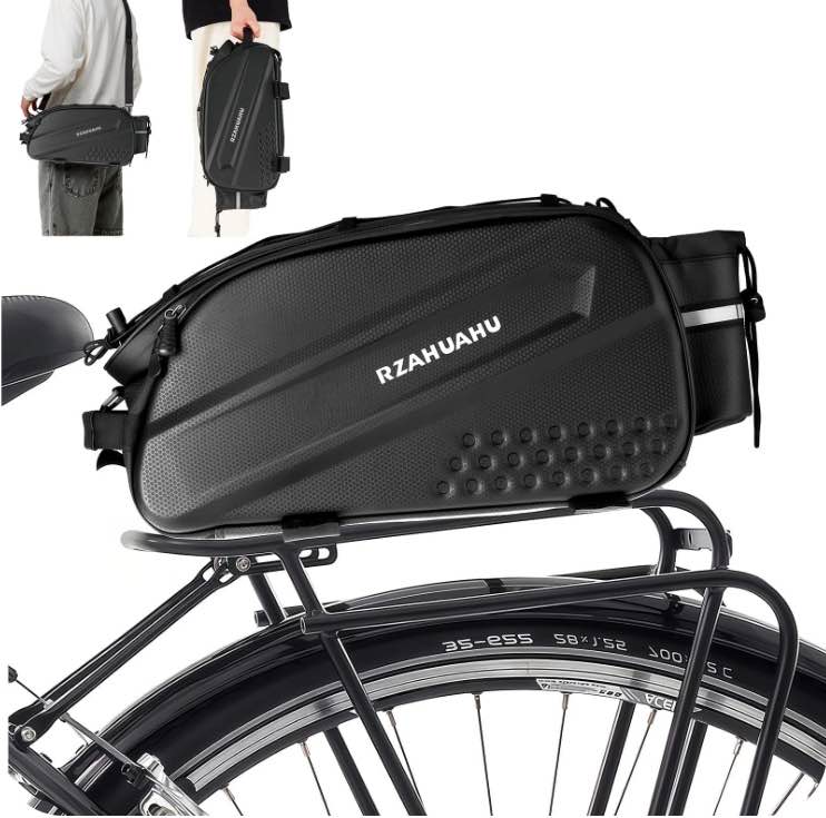 Skeri Bike Bags for Bicycle Rear Rack - 10L Hard Shell Waterproof Ebike Trunk Pannier Saddle Seat Bag Carrier with & Shoulder Strap for Commuter Travel Outdoor