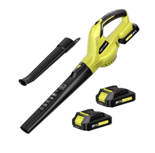Lightweight 20V Cordless Leaf Blower - 320 CFM, 150 MPH Electric Blower for Lawn & Yard Care, Snow Blowing - Includes 2x 2.0Ah Batteries & Charger