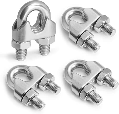 Jamiikury 4pcs M12 Wire Rope Clamp, 7/16 inch Cable Clamps Stainless Steel Wire Rope Clips