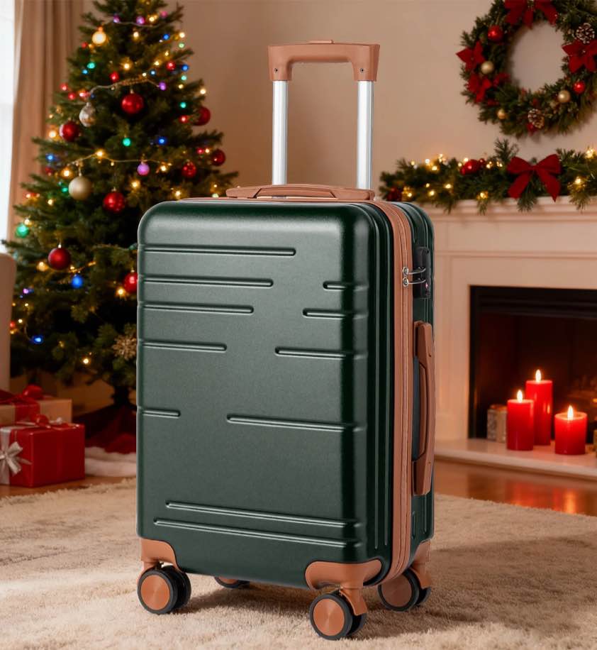 Zimtown 20" Carry-on Hardside Expandable Spinner Luggage Suitcase with Spinner Wheels and TSA Lock, Deep green