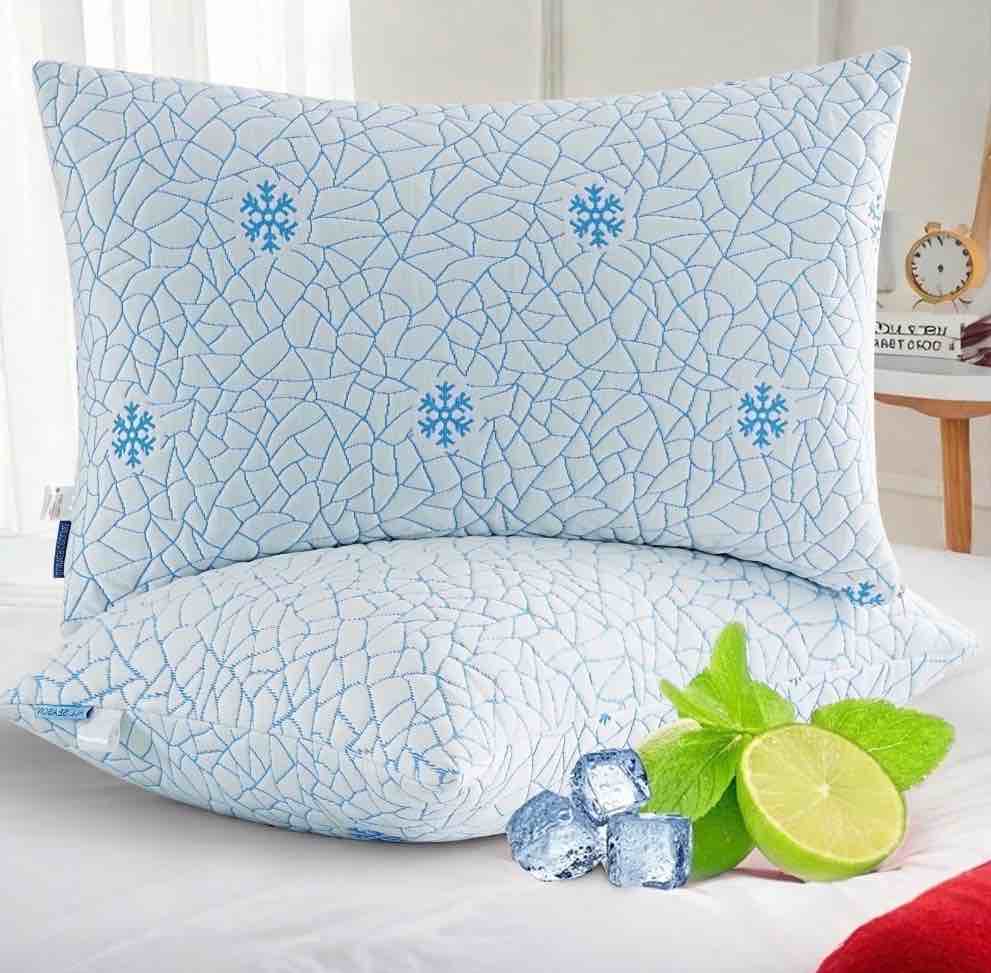 EMONIA Cooling Memory Foam Queen Pillows Set of 2,Adjustable Support & Heat Dissipation Tech for Side,Back,Stomach & Hot Sleepers, OEKO-TEX Certified (30"x20")