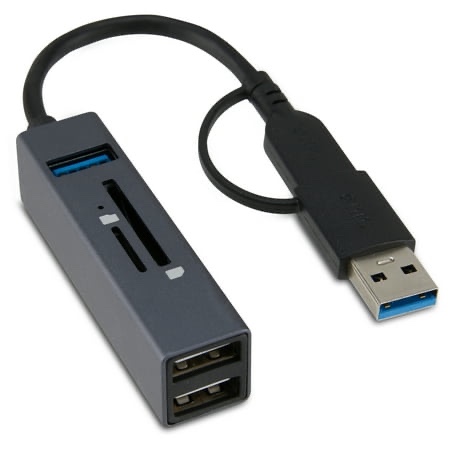 Onn. Multi-Port USB Hub with SD and MicroSD Card Reader
