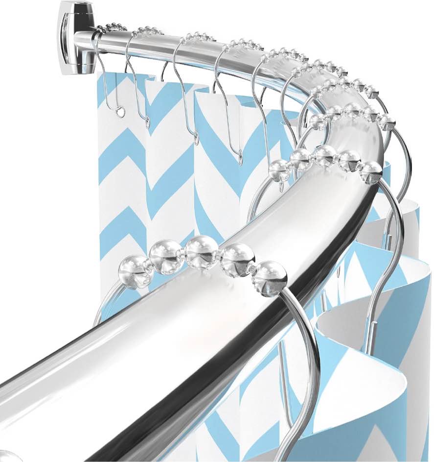 Yeabett Curved Shower Curtain Rod 43-72 Inches Adjustable, Shower Rods for Bathroom Aluminum Rustproof, Round shower curtain rod Expandable, Chrome