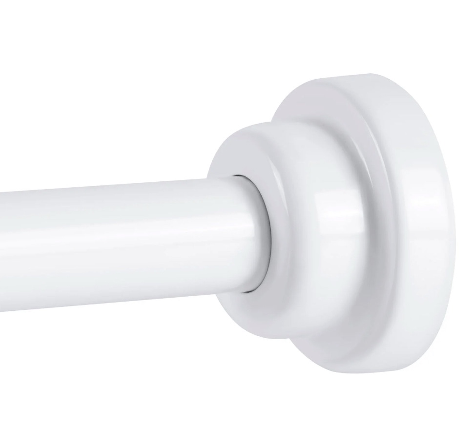 Ktinnead Tension Shower Curtain Rod - Adjustable Spring Tension Rod Rust Resistant No Drilling Anti-Slip Bar for Windows / Shower, 304 Stainless Steel, 43" to 73",White