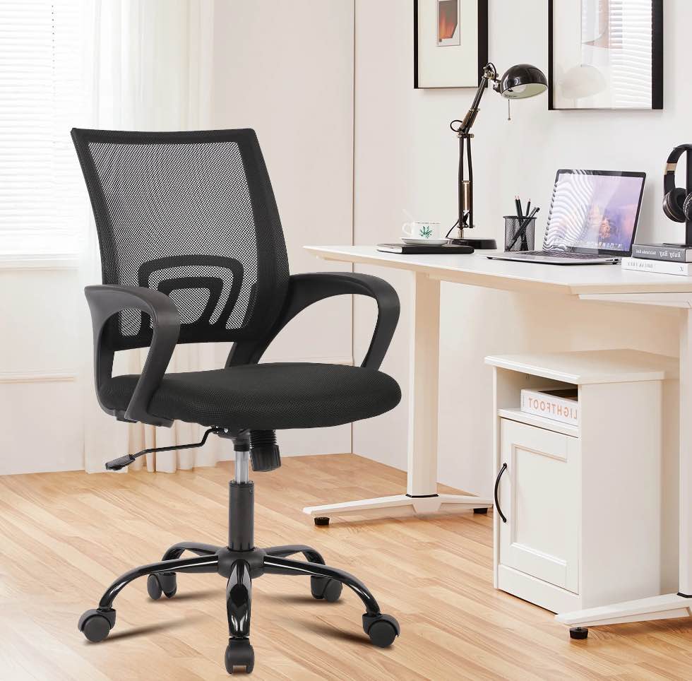JONPONY Ergonomic Office Chair, Lumbar Support, Adjustable Height with Armrests for Adults,Black