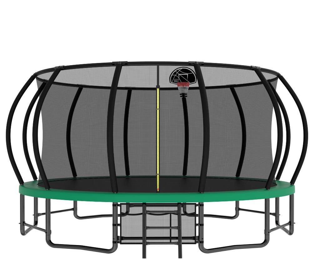 EUROCO Outdoor Trampoline with Basketball Hoop & Three-Step Stairs, 16FT Trampoline for Adults and Kids (( Box 1 of 2 ))