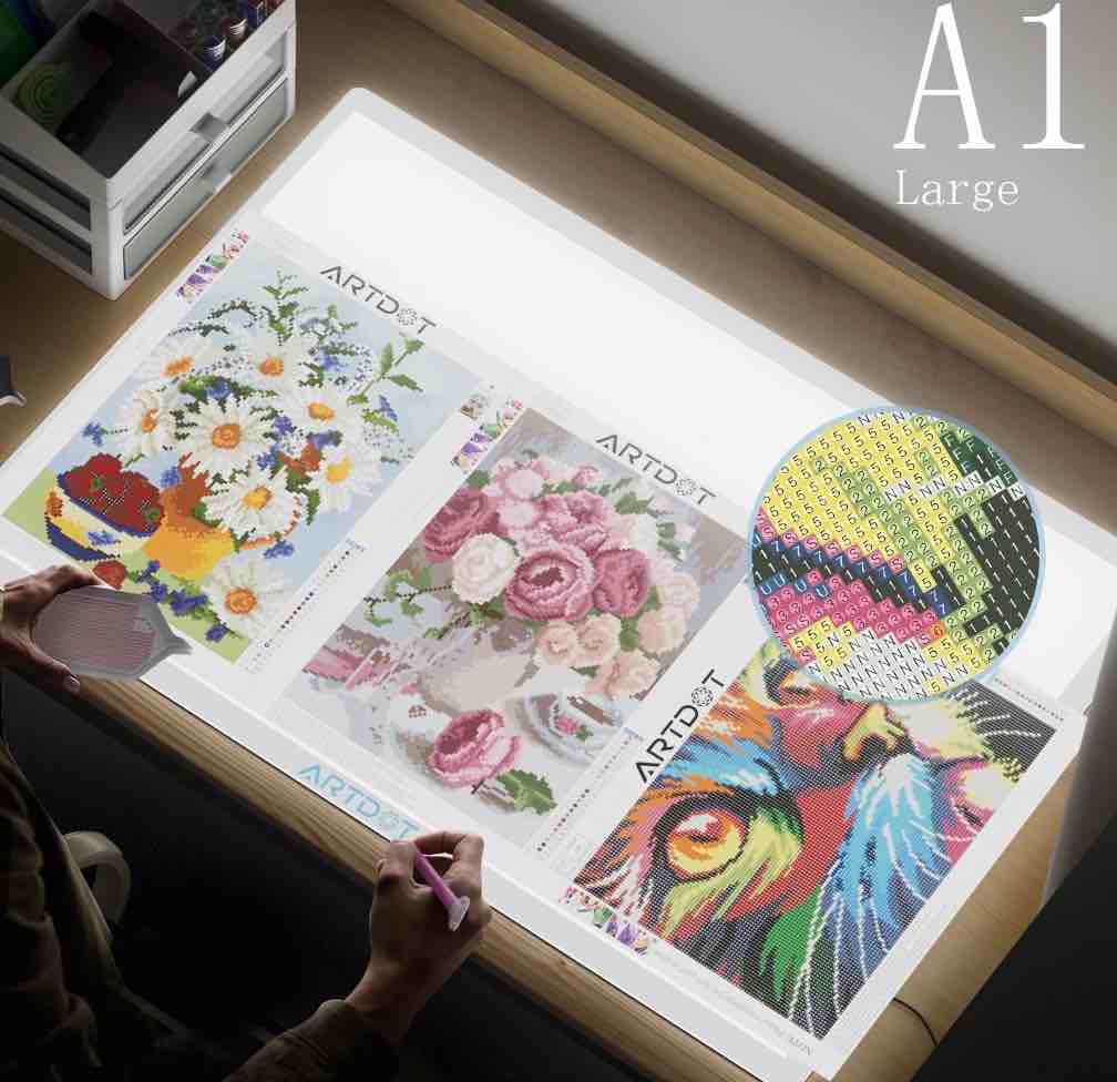 ARTDOT Diamond Painting Light Pad Large A1 USB Powered Adjustable Brightness with Diamond Art Accessories and Tools for Drawing Tracing